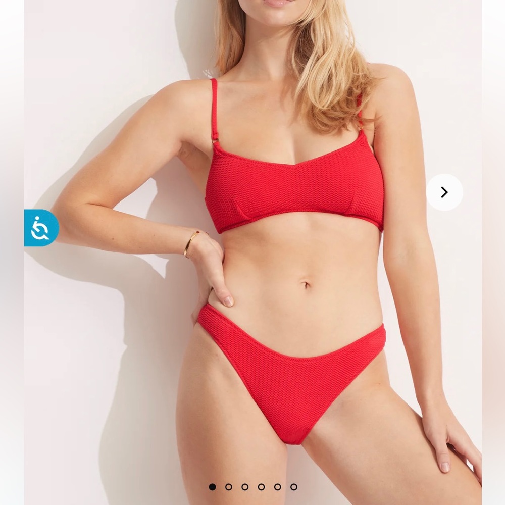 Seafolly red high cut bikini swim bottoms